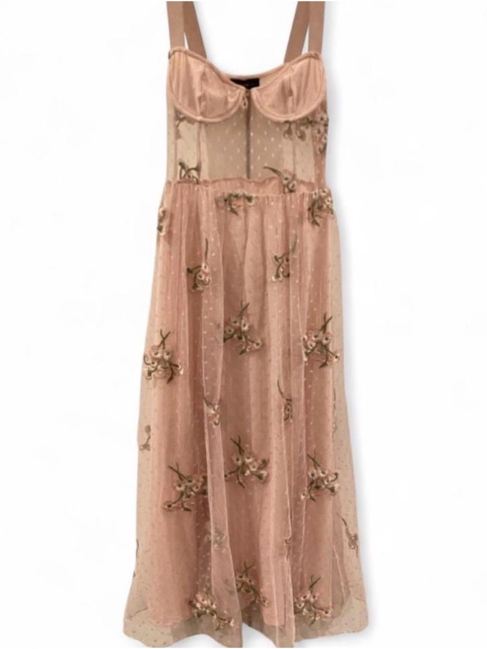 Majorelle Sheer Embroidered Pink Floral Midi Dress πΈπ - Picture 2 of 6
